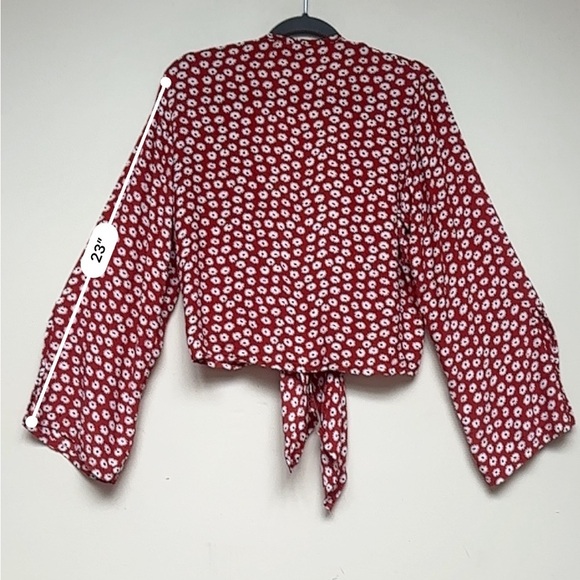 Faithfull the Brand Teguise Red Floral Print Tie-Front Top Size 4 Small - Picture 10 of 11